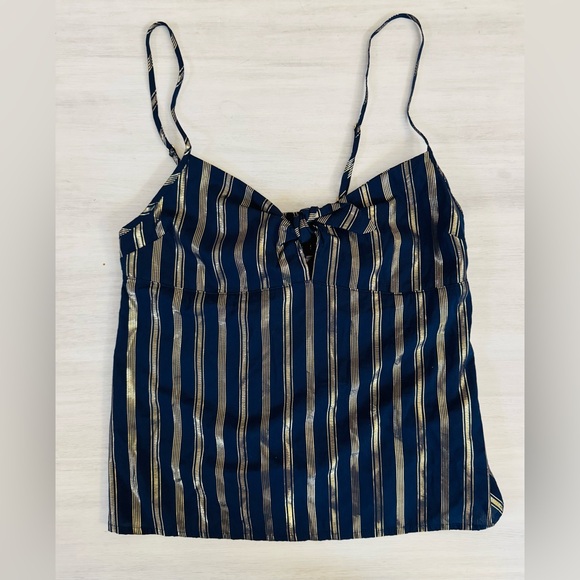 Victoria's Secret Tops - Vintage Y2K Victoria’s Secret Navy w/ Gold Stripes Woman’s Blouse Size Medium‎